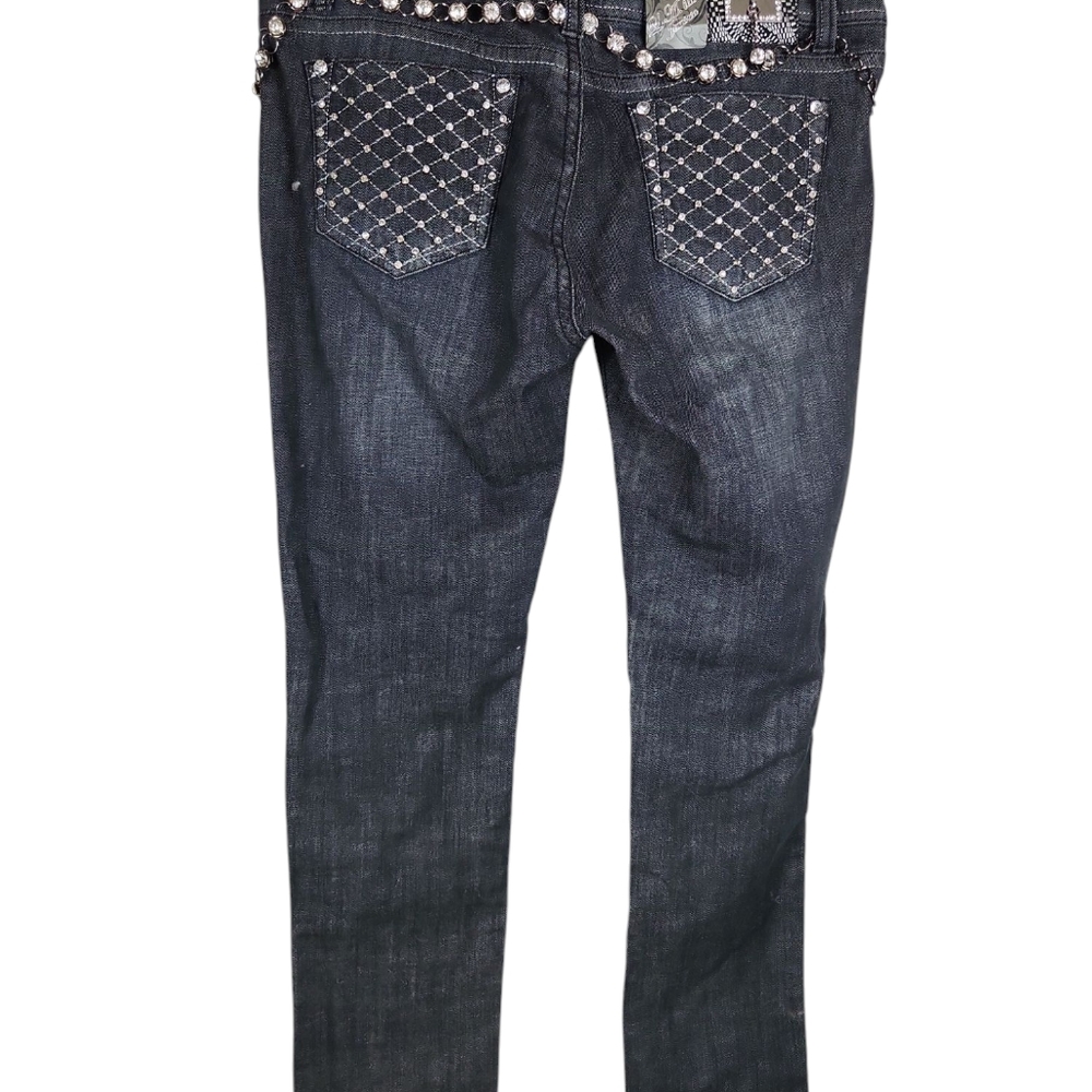 NWT, LA Idol Jeans, Women's Black Jeans with Plenty of rhinestones, Sz 15 - Picture 5 of 10